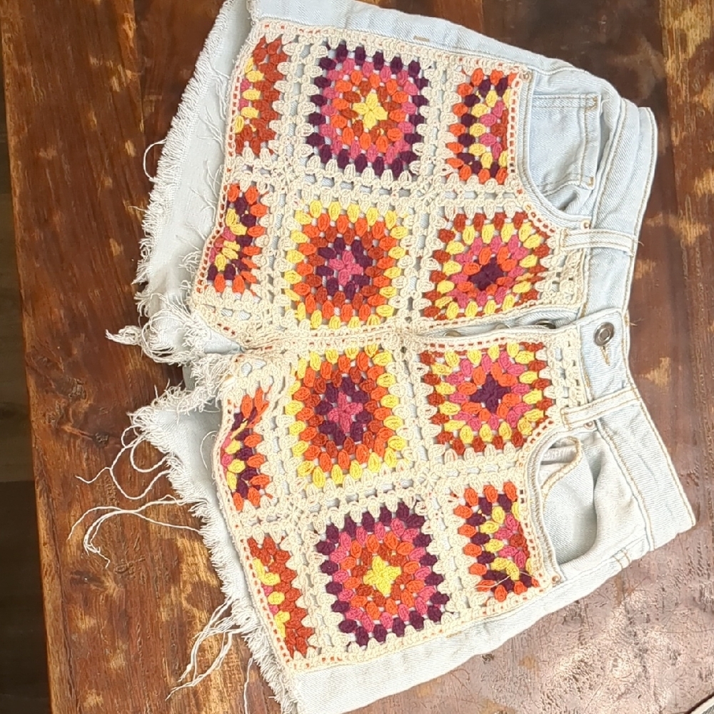 Colorful Crochet Patchwork Women's Shorts